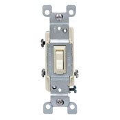 15 Amp, 120 Volt, Toggle Framed 3-Way AC Quiet Switch, Residential Grade, Non-Grounding, Quickwire Push-In & Side Wired, Brown