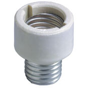 Medium-Medium Base, One-Piece, Adapters/Extensions, Incandescent, Glazed Porcelain Lampholder, White