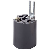 Incandescent Lampholder, Phenolic Pan, Medium Base,660W-250Vkeyless Fixture Socket, Black, Pkd 10/Large Box 100/carton Contractor Pack, With-Body Stamped UL, CSA,aluminum Screw Shell, Terminal Screws Out, X-12071 Bracket.