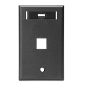 QuickPort Wallplate with ID window, single gang, 1-port, black
