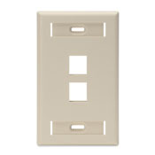 QuickPort Wallplate with ID window, single gang, 2-port, ivory
