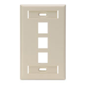 QuickPort Wallplate with ID window, single gang, 3-port, ivory