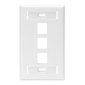 QuickPort Wallplate with ID window, single gang, 3-port, white