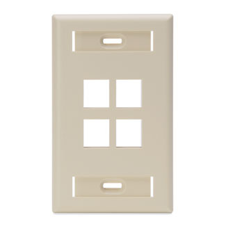 QuickPort Wallplate with ID window, single gang, 4-port, ivory