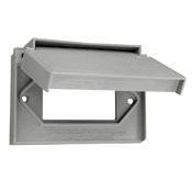 1-Gang Decora/GFCI Device Wallplate, Weather-Resistant, Thermoplastic Nylon, Device Mount, Horizontal Self Closing Lid, Gray