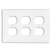 3-Gang Duplex Device Receptacle Wallplate, Thermoplastic Nylon, Device Mount, Ivory