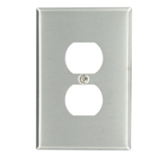 1-Gang Duplex Device Receptacle Wallplate, Oversized, 430 Stainless Steel, Device Mount, - Stainless Steel