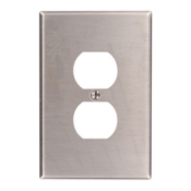 1-Gang Duplex Device Receptacle Wallplate, Oversized, 302 Stainless Steel, Device Mount, - Stainless Steel