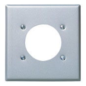 2-Gang Flush Mount 2.15 Inch Dia. Device Receptacle Wallplate, Standard Size, Steel, Device Mount, Aluminum