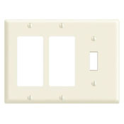 3-Gang 1-Toggle Decora/GFCI Device Combination Wallplate, Thermoplastic Nylon, Device Mount, White