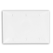 3-Gang No Device Blank Wallplate, Standard Size, Thermoplastic Nylon, Box Mount, Black