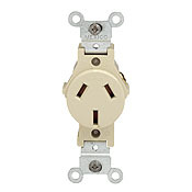 20 Amp, 125/250 Volt, Narrow Body Single Receptacle, Straight Blade, Commercial Grade, Non-Grounding, Brown