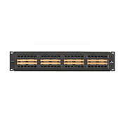 GigaMax 5e Universal Patch Panel, 48-port, 2RU, CAT 5e.  Cable Management bar included. Centralized labeling.