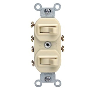  5243 15 Amp, 120/277 Volt, Duplex Style Two 3-Way Combination Switch, Commercial Grade, White