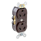15 Amp, 277 Volt, Slim Body Duplex Receptacle, Straight Blade, Commercial Grade, Self Grounding, Brown