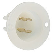 15 Amp, 125 Volt, Non-Grounding, Flanged Inlet Locking Receptacle, Industrial Grade, MiniLock, White