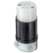 15 Amp, 125 Volt, Locking Connector, Non-Grounding, Industrial Grade, MiniLock, Black-White