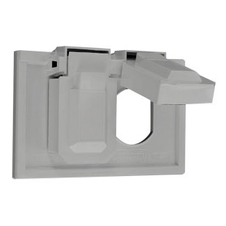 1-Gang Duplex Device Wallplate Cover, Weather-Resistant, Thermoplastic, Device Mount, Horizontal, Gray