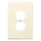 1-Gang Duplex Device Receptacle Wallplate, Oversized, Thermoset, Device Mount, Ivory