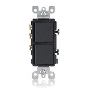 15 Amp, 120/277 Volt, Decora Brand Style Single-Pole / 3-Way AC Combination Switch, Commercial Grade, Grounding, Black
