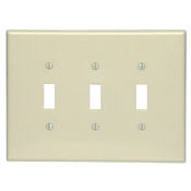 3-Gang Toggle Device Switch Wallplate, Oversized, Thermoset, Device Mount, Ivory