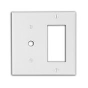 2-Gang 1-Decora 1-Telephone/Cable .406 Device Combination Wallplate, Thermoset, Strap Mount, Ivory