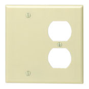 2-Gang 1-Duplex 1-Blank Device Combination Wallplate, Standard Size, Thermoset, Box Mount, Ivory