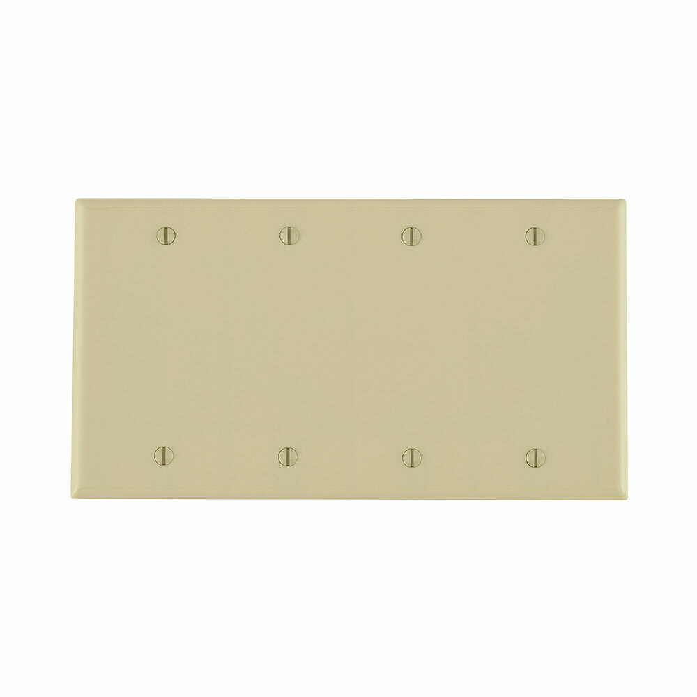 4-Gang No Device Blank Wallplate, Standard Size, Thermoset, Box Mount, Ivory