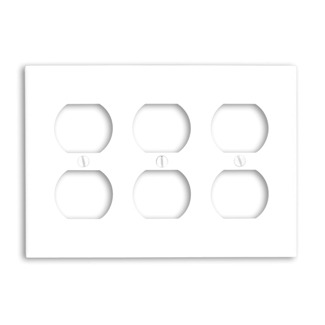 3-Gang Duplex Device Receptacle Wallplate, Standard Size, Thermoset, Device Mount, White