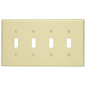 4-Gang Toggle Device Switch Wallplate, Midway Size, Thermoset, White
