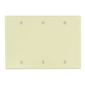 3-Gang No Device Blank Wallplate, Standard Size, Thermoset, Box Mount, Ivory
