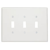 3-Gang Toggle Device Switch Wallplate, Oversized, Thermoset, Device Mount, White