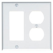 2-Gang 1-Duplex Decora/GFCI Device Combination Wallplate, Device Mount, Stainless Steel