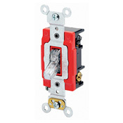 20-Amp, 120 Volt, Toggle Pilot Light, Illuminated On, Req, Neutral 3-Way AC Quiet Switch, Extra Heavy Duty Grade, Self Grounding, Back and Side Wired, Clear