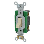 30 Amp, 120 Volt, Toggle Lighted Handle, Illuminated Off Single-Pole AC Quiet Switch, Extra Heavy Duty Grade, Self Grounding, Ivory
