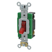 30 Amp, 120 Volt, Toggle Pilot Light, Illuminated On, Neutral Single-Pole AC Quiet Switch, Extra Heavy Duty Grade, Self Grounding, Red