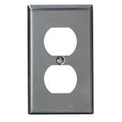 1-Gang Duplex Device Receptacle Wallplate, Standard Size, 430 Stainless Steel, Device Mount, - Stainless Steel