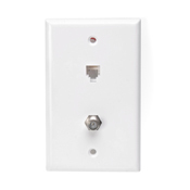 Standard Telephone Wall Jack, 6P6C X F, White