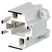 G24d-1 Base, 10W 13W 2-Pin, 10mm Compact Fluorescent Lampholder, Vertical, Bottom Screw-Down, Black Color Code, , Quick-Connect 18AWG Solid or Str. Tinned - White Body