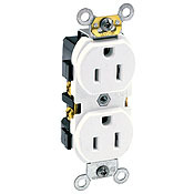 15 Amp, 125 Volt, Industrial Heavy Duty Grade, Duplex Receptacle, Straight Blade, Self Grounding, White
