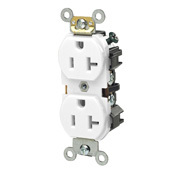 20 Amp, 125 Volt, Industrial Heavy Duty Grade, Duplex Receptacle, Straight Blade, Self Grounding, White