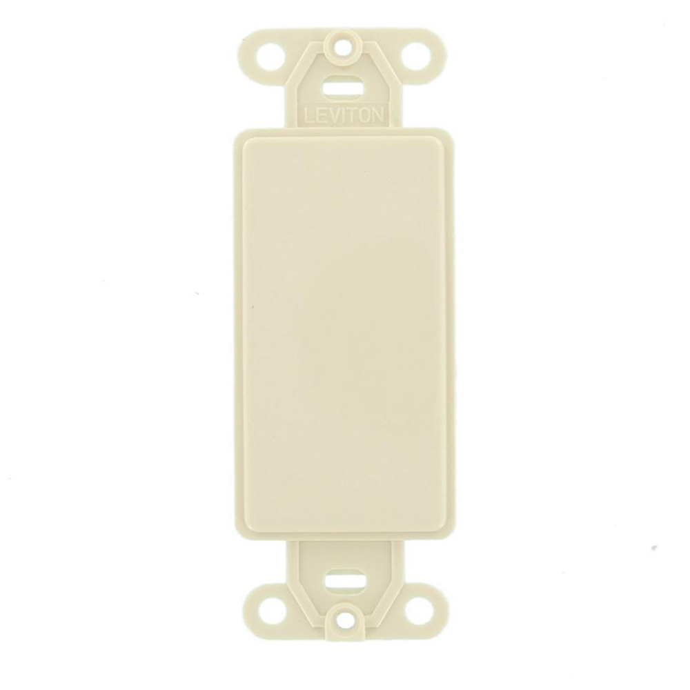 Decora plastic adapter plate, Blank - No hole, with-ears, and two mounting screws. White