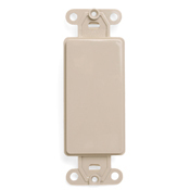 Decora plastic adapter plate, Blank - No hole, with-ears, and two mounting screws. Ivory