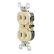15 Amp, 125 Volt, Duplex Receptacle, Residential Grade, Non-Grounded, White