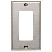 1-Gang Decora/GFCI Device Decora Wallplate, Oversized, 302 Stainless Steel, Device Mount, - Stainless Steel