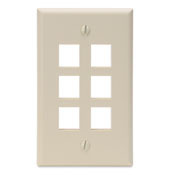 QuickPort Wallplate, Single Gang, 6-Port, Ivory