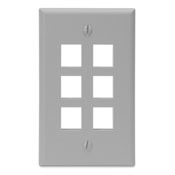 QuickPort Wallplate, Single Gang, 6-Port, Grey