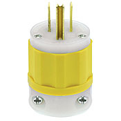 15 Amp, 125 Volt, Industrial Grade, Plug, Straight Blade, Grounding, Yellow