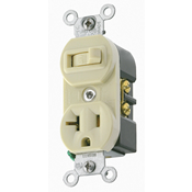 Leviton 5335 20 Amp, 120 Volt, Duplex Style Combination Single Pole Switch/Receptacle, Grounding, Brown