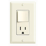 15 Amp, 120 Volt, Decora Brand Style 3-Way / AC Combination Switch, Commercial Grade, Grounding, Black